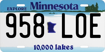 MN license plate 958LOE
