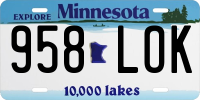 MN license plate 958LOK