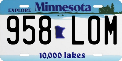 MN license plate 958LOM