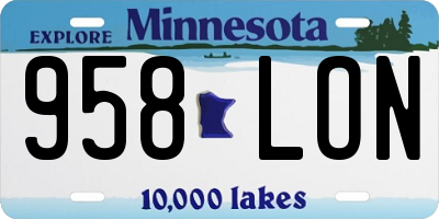 MN license plate 958LON