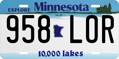 MN license plate 958LOR