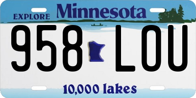 MN license plate 958LOU
