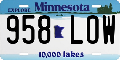 MN license plate 958LOW