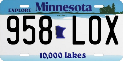 MN license plate 958LOX
