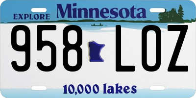 MN license plate 958LOZ