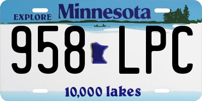 MN license plate 958LPC