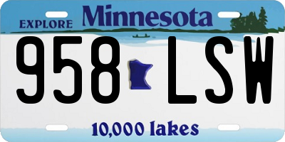MN license plate 958LSW