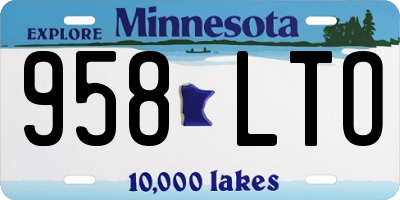 MN license plate 958LTO