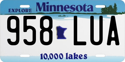 MN license plate 958LUA