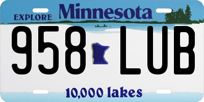 MN license plate 958LUB