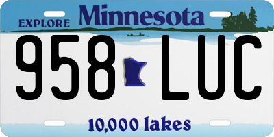 MN license plate 958LUC