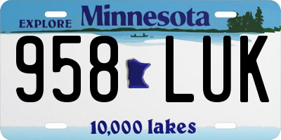 MN license plate 958LUK