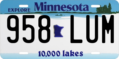 MN license plate 958LUM