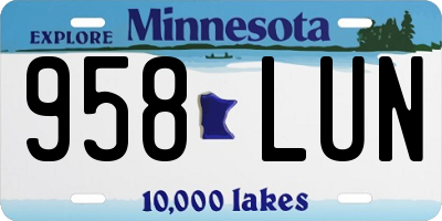 MN license plate 958LUN