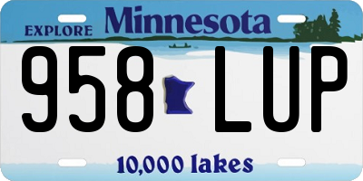 MN license plate 958LUP