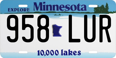 MN license plate 958LUR
