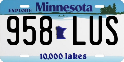 MN license plate 958LUS