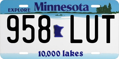 MN license plate 958LUT