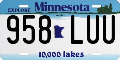 MN license plate 958LUU