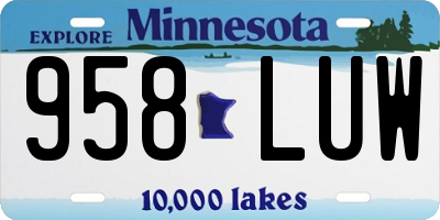 MN license plate 958LUW