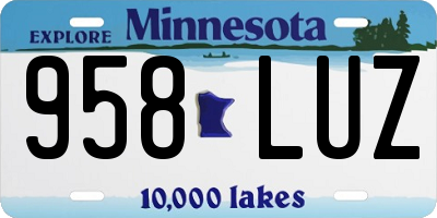 MN license plate 958LUZ