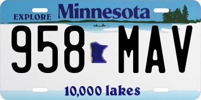 MN license plate 958MAV