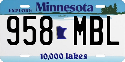 MN license plate 958MBL