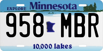 MN license plate 958MBR