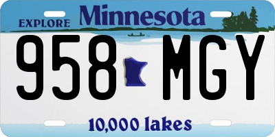 MN license plate 958MGY