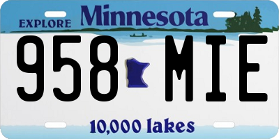 MN license plate 958MIE