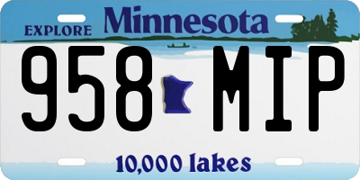 MN license plate 958MIP
