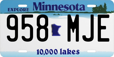 MN license plate 958MJE