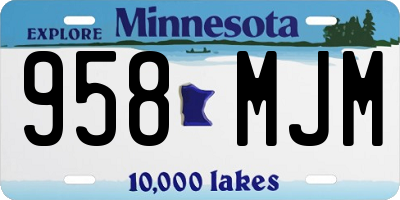 MN license plate 958MJM