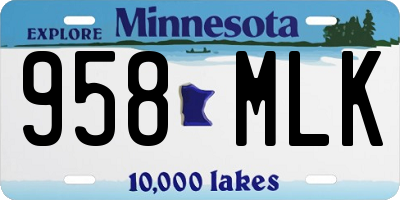 MN license plate 958MLK