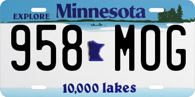 MN license plate 958MOG