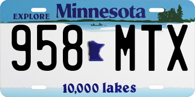 MN license plate 958MTX