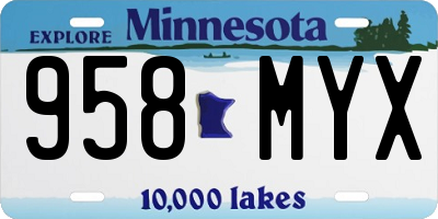 MN license plate 958MYX