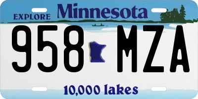 MN license plate 958MZA