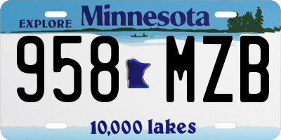 MN license plate 958MZB