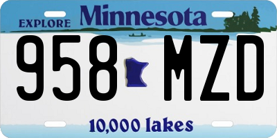 MN license plate 958MZD