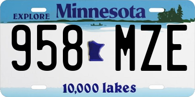 MN license plate 958MZE