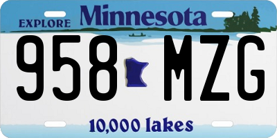 MN license plate 958MZG