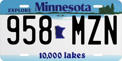 MN license plate 958MZN