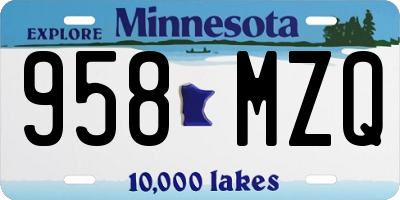 MN license plate 958MZQ
