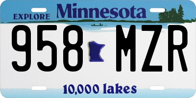 MN license plate 958MZR
