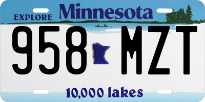 MN license plate 958MZT