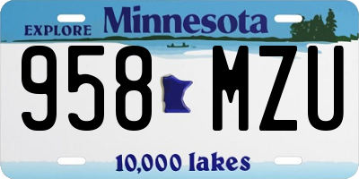 MN license plate 958MZU