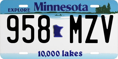 MN license plate 958MZV