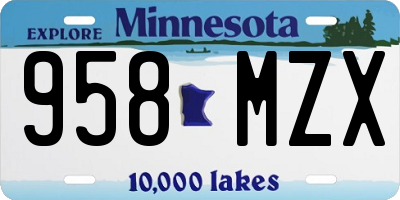 MN license plate 958MZX