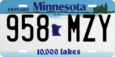 MN license plate 958MZY